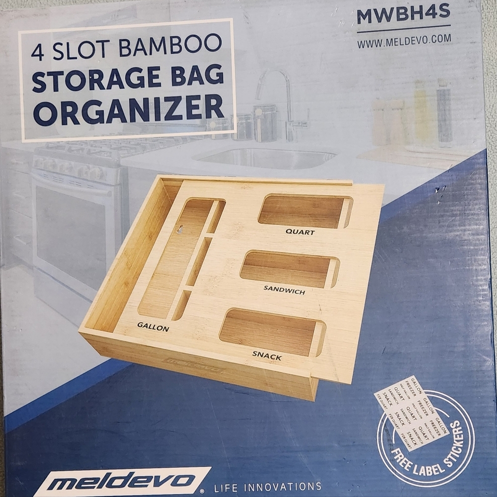 Meldevo 4 slot bamboo storage bag organizer